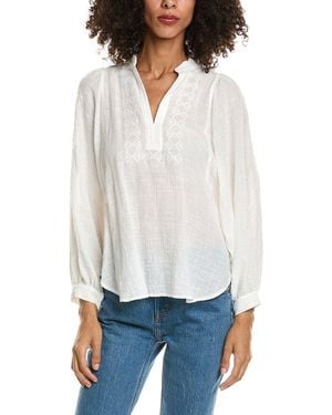 Max Studio Side Tab Button Front-Shirt - White