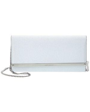 Jimmy Choo Milla Glitter Wallet On Chain - White
