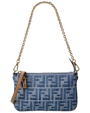 Fendi Baguette Denim Pouch - Blue