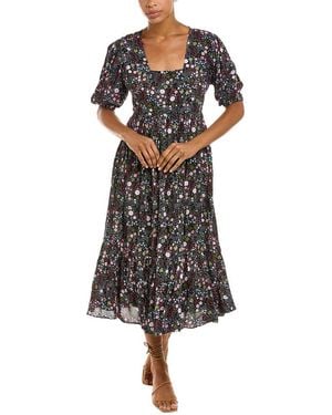 CELINA MOON Tiered Midi Dress - Blue