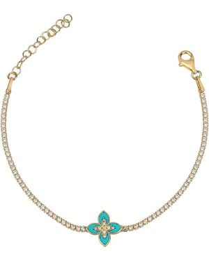 Gabi Rielle 14k Over Silver Flower Bracelet - Metallic
