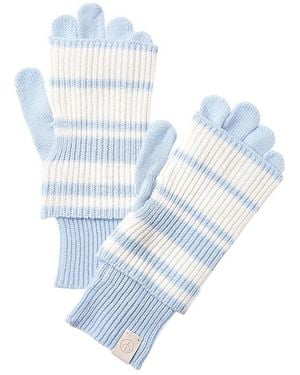 Rag & Bone Blake Stripe Layered Wool-Blend Tech Gloves - Blue