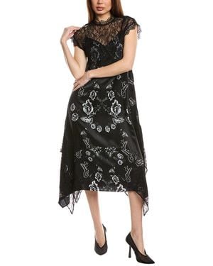 AllSaints Gian Silk-Blend Midi Dress - Black
