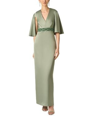 Aidan Mattox Crepe Back Satin Long Dress - Green