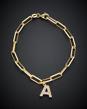 Italian Gold Over Silver 18K 0.12 Ct. Tw. Diamond Paperclip Chain Bracelet - Black