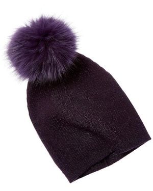 Sofiacashmere Sofiacashmere Lurex Rib Cashmere Hat - Blue