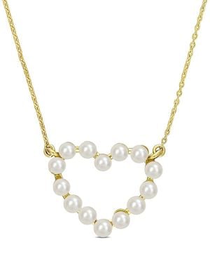 Rina Limor 14k 2-2.5mm Pearl Heart Pendant - Metallic