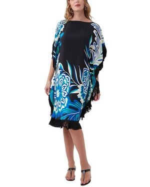 Trina Turk Global Fringe Silk Dress - Blue