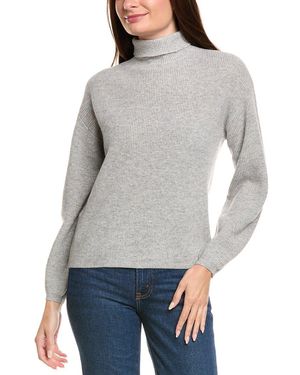 Kier + J Kier + J Ribbed Turtleneck Wool & Cashmere-Blend Jumper - Grey