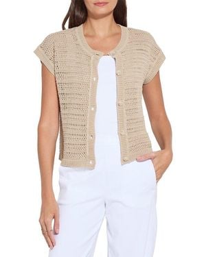 Lyssé Brisa Linen Mesh Sleeveless Linen-Blend Cardigan - White