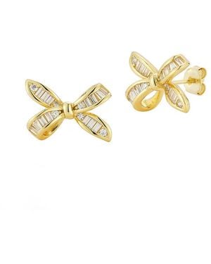 Glaze Jewelry 14K Over Cz Bow Earrings - Metallic