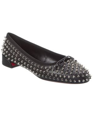 Christian Louboutin Sweetie Jane Spikes Leather Flat - Black