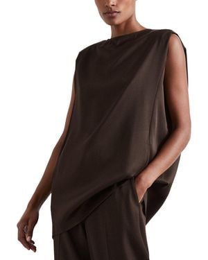 Reiss Camille Wool-Blend Tunic Top - Brown