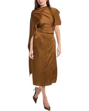 IPPONELLI Cape Sleeve Midi Dress - Brown