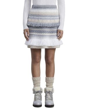 Lafayette 148 New York Fair Isle Fringe Cashmere & Wool-Blend Skirt - Grey