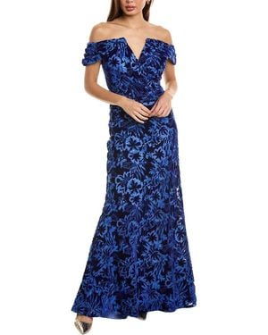 Tadashi Shoji Printed Gown - Blue