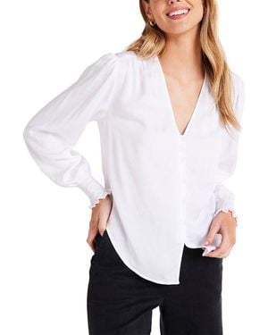Bella Dahl Smocked Cuff Button Down Blouse - White