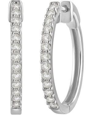 Lab Grown Diamonds Silver 0.50 Ct. Tw. Lab Grown Diamond Hoops - White