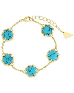 Sterling Forever 14K Plated Rose Petal Station Bracelet - Blue