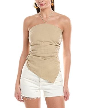 Onia Air Asymmetrical Halter Linen-Blend Top - White
