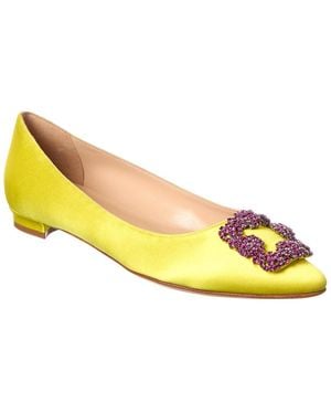 Manolo Blahnik Hangisi Satin Flat - Yellow