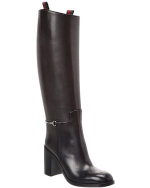 Gucci Horsebit Leather Knee-High Boot - Black