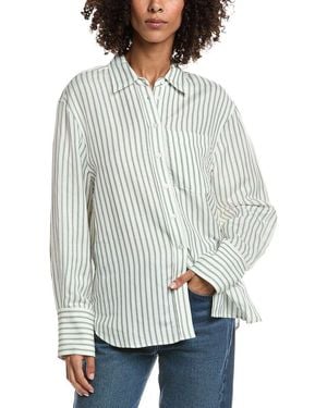 Lyra & Co Linen-Blend Shirt - Gray