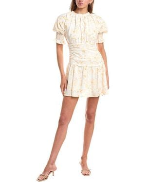 7021 Ruched Waist Mini Dress - Natural