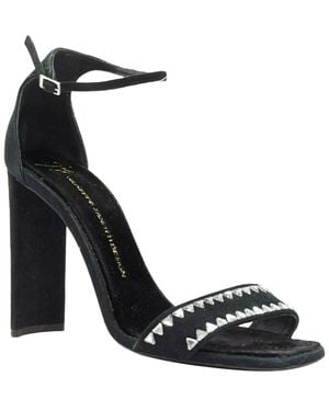 Giuseppe Zanotti Leather Geometric Crystal Embellished Sandal (authentic Pre-loved) - Black
