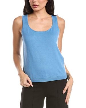 St. John Scoop Neck Cashmere-Blend Tank Top - Blue