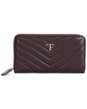 Tiffany & Fred Paris V-Shape Quilted Leather Wallet - Purple
