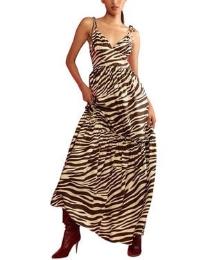 Cynthia Rowley Wild Side Silk Maxi Dress - Natural