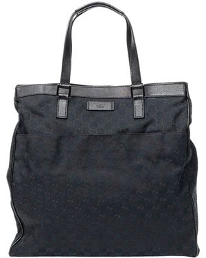 Gucci Black Monogrammed Canvas Front Pocket Shopping Tote (authentic Pre- Loved)