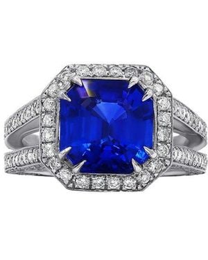 Diana M. Jewels Fine Jewellery 18k 5.18 Ct. Tw. Diamond & Sapphire Half-eternity Ring - Blue
