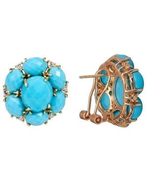 Liv Oliver 18K Plated 14.50 Ct. Tw. Cz Earrings - Blue