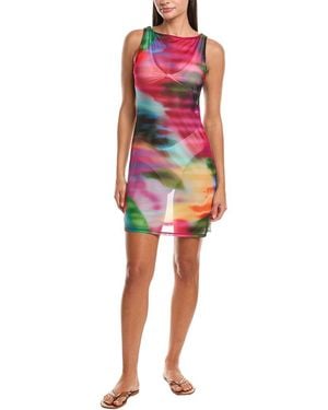 Natori Floral Mirage Printed Mesh Mini Dress - Red