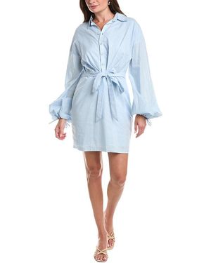 Rene Ruiz Tie-Front Shirtdress - Blue