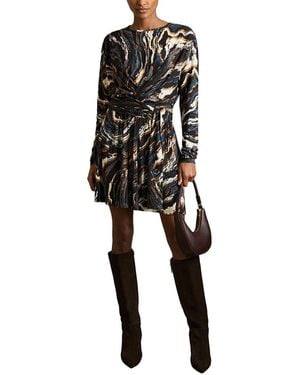 Reiss Jasmine Printed Short Dress - Black