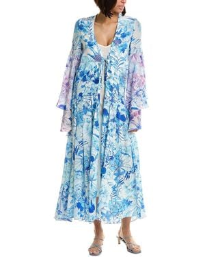 Rococo Sand Tiered Bell-Sleeve Wrap Dress - Blue