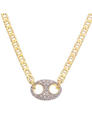 Meshmerise 18K Over 0.20 Ct. Tw. Diamond Puffed Mariner Necklace - Metallic