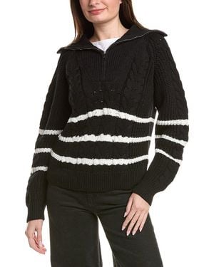 English Factory Stripe 1/2-Zip Jumper - Black