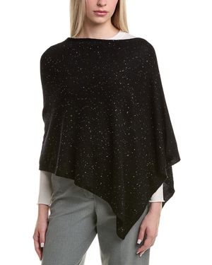 Sofiacashmere Sofiacashmere Reverse Jersey Sequin Wool & Cashmere-Blend Poncho - Black