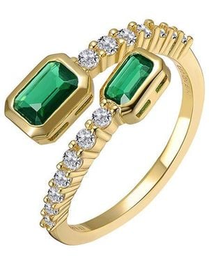 Rachel Glauber 14K Plated Cz Bypass Ring - Metallic