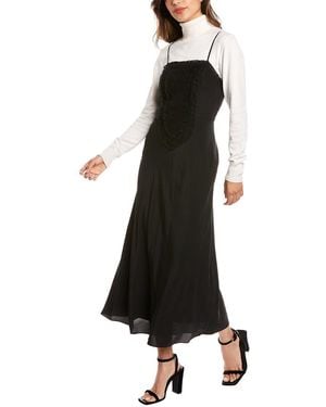 Rebecca Taylor Patchwork Lace Silk Maxi Dress - Black