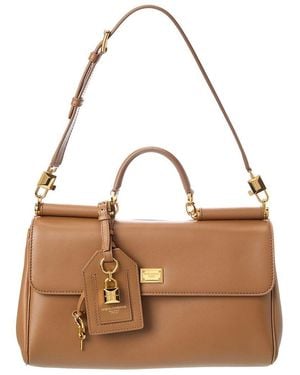 Dolce & Gabbana My Sicily Leather Satchel - Brown