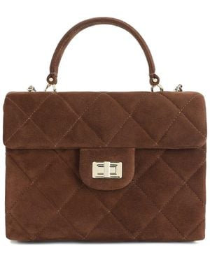 Tiffany & Fred Paris Quilted Suede Satchel - Brown