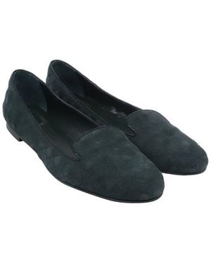 Dior Suede Cannage Smoking Flat (Authentic Pre-Loved) - Blue