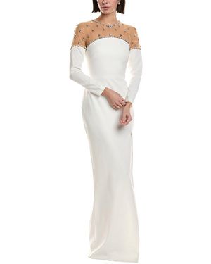 Marchesa Crepe Maxi Dress - White