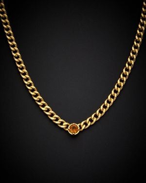 Italian Gold Over Silver 14K Gemstone Necklace - Black