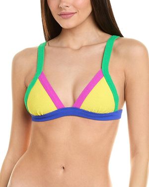 Terez Textured Banded Triangle Top - Green